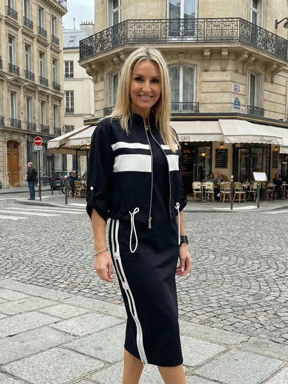 Conjunto Chaqueta y vestido de cuello alto